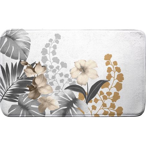 Badezimmermatte mit Blumenmuster, KELLY, 45 x 75 cm