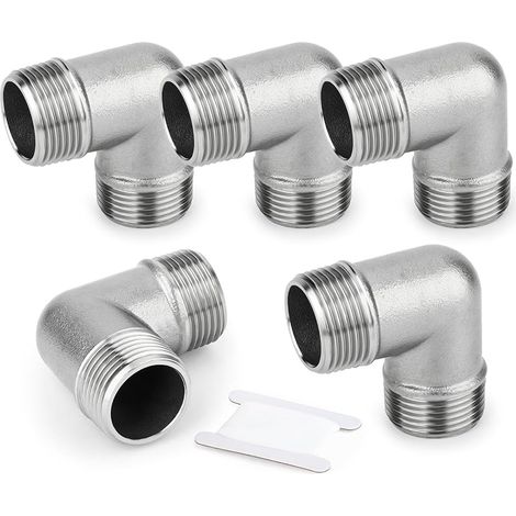 5 pièces 1/2" pouce mâle à mâle en acier inoxydable 304 90 degrés pour les connexions de tuyaux