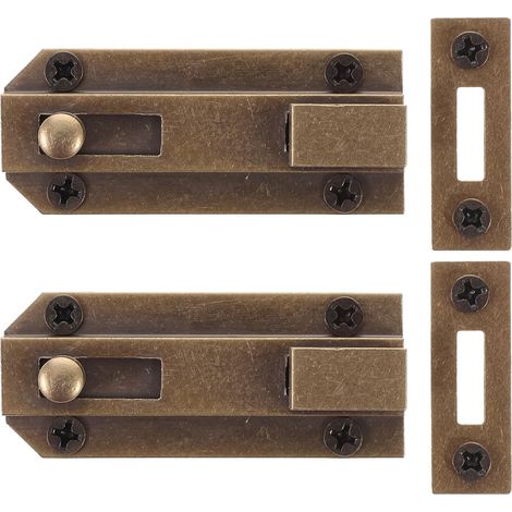 2 verrous de porte robustes en laiton plaqué or serrures à (1/5)