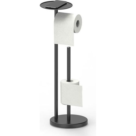 Toilettenpapierhalter Stehend mit Regal, Freistehend Klopapierhalter mit Klopapier Aufbewahrung, WC Papier Halterung für Badezimmer Küche (1/5)