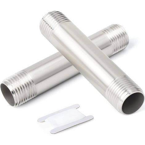 2 pièces 50mm 1 "x 1" mâle BSP Mamelon Tuyau coulé 304 raccords de tuyauterie en Acier Inoxydable 400mm 3/4"M-3/4"M (1/5)