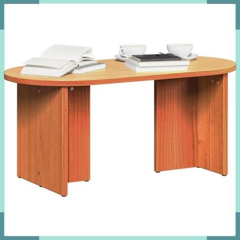 Table basse - 873543 - Brun cire - Bois de pin massif - 80 x 39,5 x 35 cm (1/5)