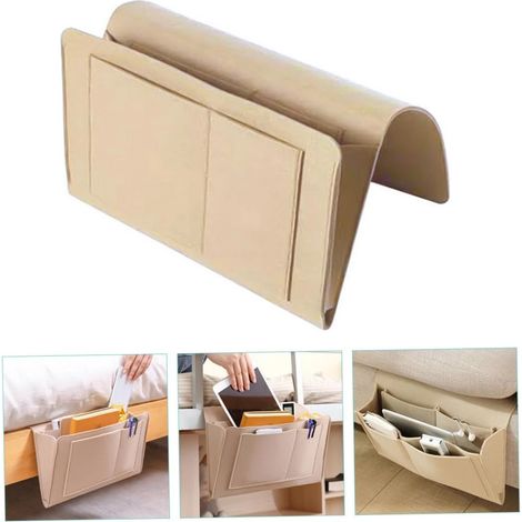 Organisateur d'accoudoir en feutre non tissé beige avec de multiples poches, espace de rangement supplémentaire, pour canapé et maison (1/5)