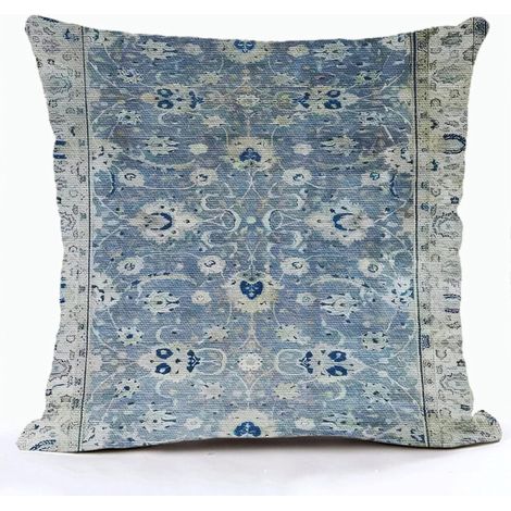 Kissenbezug aus Leinen im Bohème-Stil mit Vintage-Motiv eines türkischen Herek-Teppichs, 45 x 45 cm, geeignet für Wohnzimmer, Bett, Sofa, Auto – kompatibel mit Kissenfüllungen in Standardgröße.