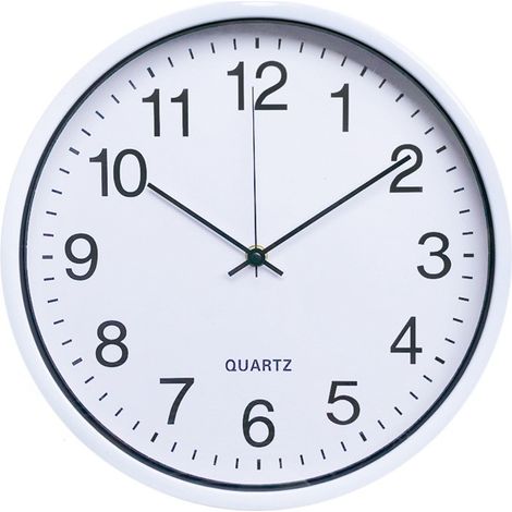 Horloge murale radio pilotée à quartz silencieuse blanche Ø 31cm avec trotteuse Changement d'heure automatique
