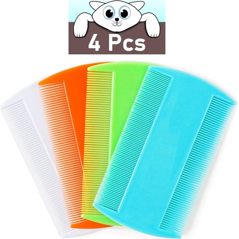 Peigne Anti-puces - Double Face Dents Serrées et Espacées - Pour Chats Chiens Poils Courts - 4 Pièces (1/5)