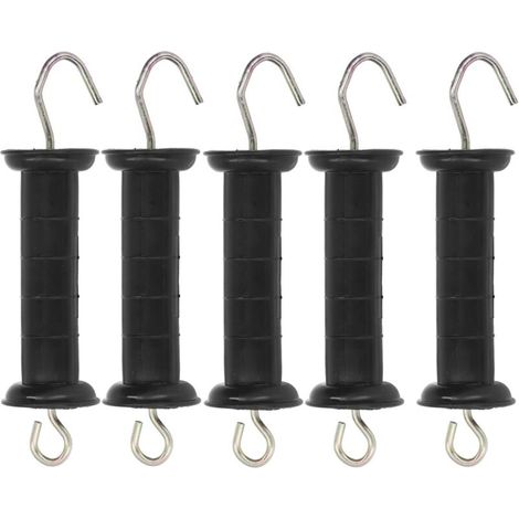 Bardusch - Lot de 5 poignées de portail de clôture avec ressort - Poignée de portail électrique - Accessoires de clôture électrique - Grand crochet de fixation pour clôture électrique (1/5)