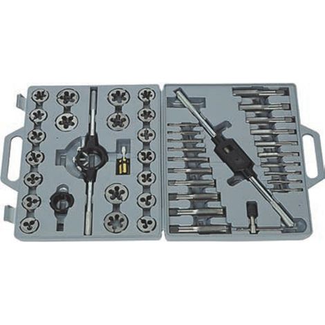 Juego de machos y fileras con giramachos, 45 piezas METALWORKS SKC45ETM