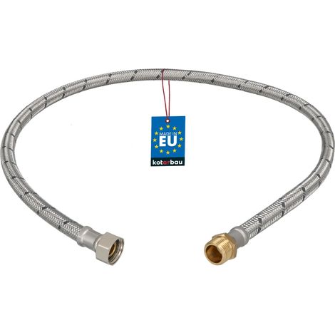 KOTARBAU® Flexible Robinet 3/8" x 3/8" - Flexible Eau - Tuyau Robinet 90 cm - Mâle x Femelle - Rallonge Robinet Cuisine Flexible - Acier Inoxydable - Tuyau Flexible Plomberie (1/4)