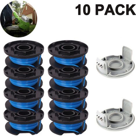 La ligne de bobine de rechange pour tondeuse comprend 2 capuchons de tondeuse compatibles Ryobi One+ AC14RL3A 18V, 24V, 40V Tondeuses sans fil, 8 + 2 PACK (1/5)