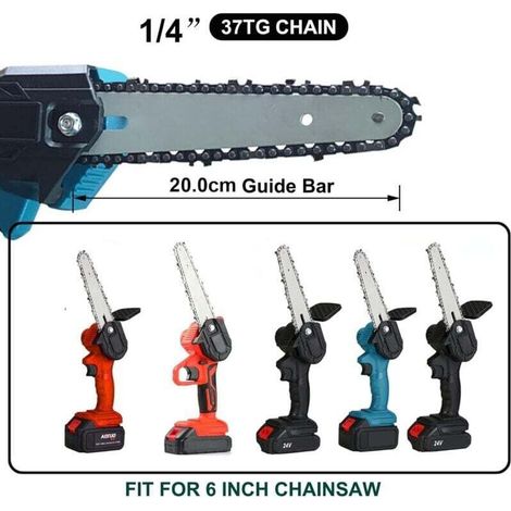 2Pièces 6 pouces chaînes de scie à chaîne pour mini tronçonneuse rechargeable à main chain,Pas de la chaîne1/4,Jauge de la chaîne 0.043/1.1mm,Maillons d'entraînement 37DL,Longueur de coupe utile15cm (1/3)