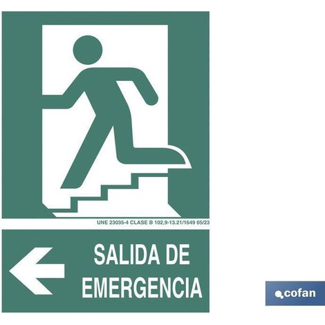 Señal luminiscente de salida de emergencia izquierda 210x148mm