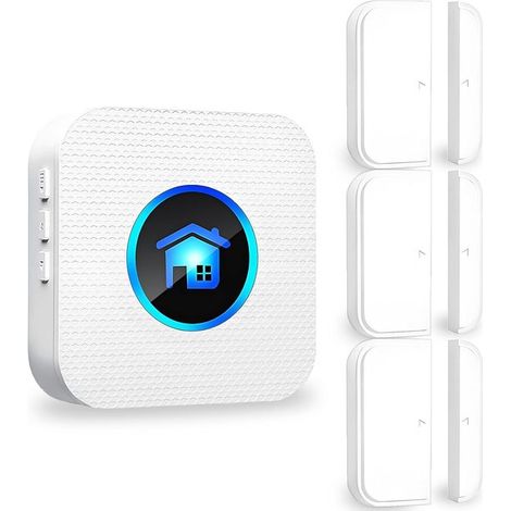 Sonnette sans fil – Étanche – LED – Portée : 300 m – 55 tonalités – 5 niveaux de volume – 3 capteurs + 1 récepteur – Idéale pour les commerces, les maisons et les entreprises (1/3)