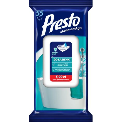 028734 HH Salviette umidificate Presto per la casa, per il bagno, 55 pezzi, pop-up (A) PL
