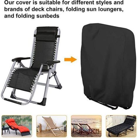 Housse de Chaise Longue Pliante, ANNEFLY 2 Pièces Housse de Protection pour Chaise Longue Pliante,W71×H110cm - Noir (1/4)