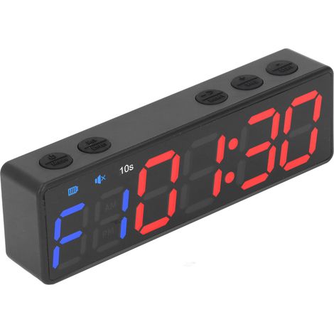 Tragbarer Fitnesstimer für Intervalltraining, großes Digitaldisplay mit eingebautem, starkem Magneten, blau und rot. (1/5)