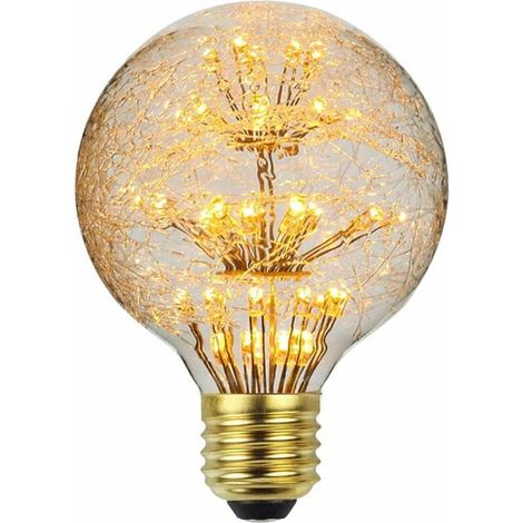 [NUNCA USADO] Bombilla LED vintage RGB de fuegos artificiales, Edison, 3 W, 220/240 V, E27, decorativa (G80) [Clase energética G]