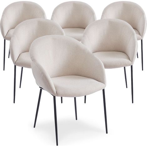 Lot de 6 chaises design enveloppant Ingrid Tissu beige (1/5)