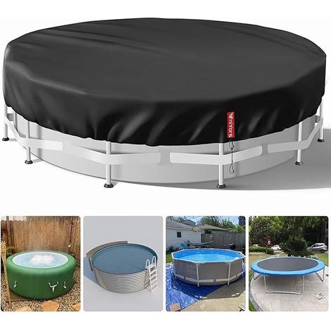 Pool Cover 460 420 D Bubble Pool Cover and Above Ground Pools Dustproof Protective Cover with Drawstrings and Ground Pegs 460 cm Black (1/5)