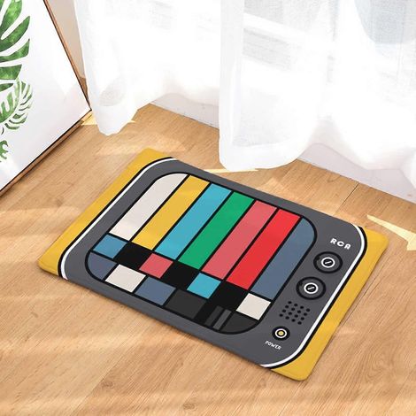 Tapis d'entrée d'intérieur antidérapant à motif de cassette audio vintage (1/2)
