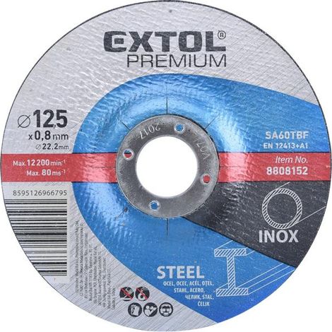 Disco da taglio EXTOL per acciaio/acciaio inossidabile, diametro 125 x 0,8 x 22,2 mm 8808152