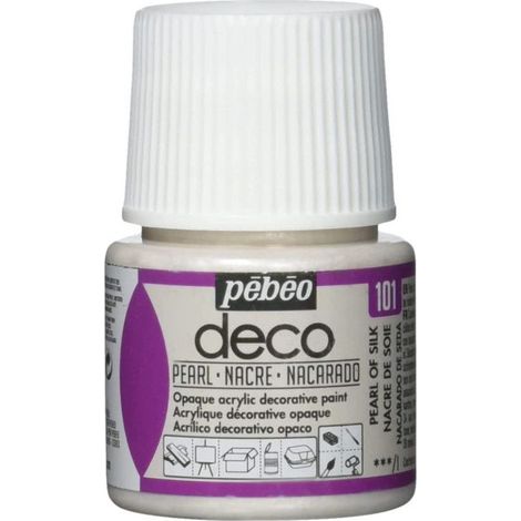 Peinture acrylique - Pébéo - P.BO Déco nacrée - Nacre de soie - 45ml - Finition mate