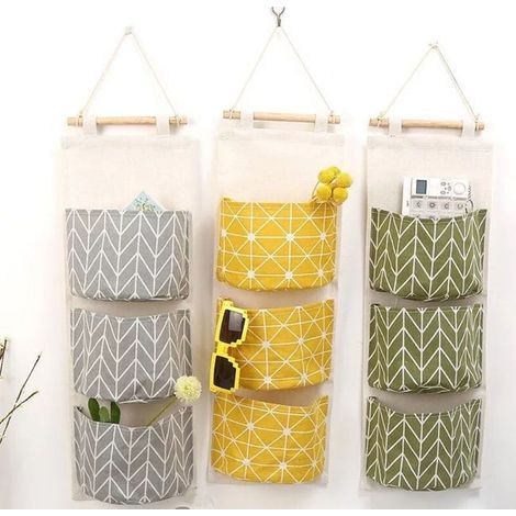 Three-Tier Hanging Storage Bags, Wall Organizer, Stackable Hanging Storage Bags - Set of 3 (1/5)