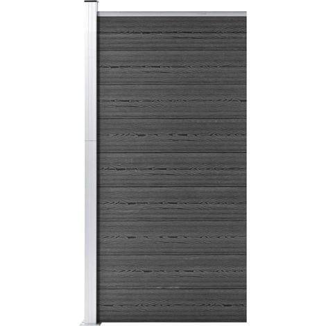 Panneau de clôture, Clôture de jardin, Barrière de jardin WPC 95x186 cm Noir MAE7126 (1/5)