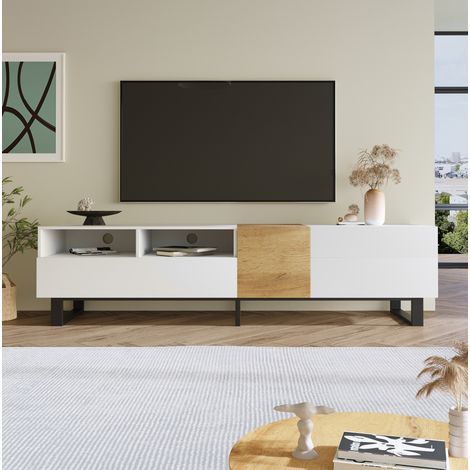 mobile contenitore 180 cm TV bianco legno moderno nero HAVRYA (1/5)
