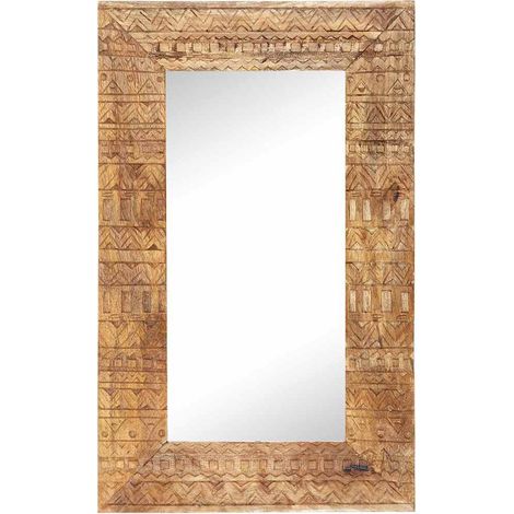 Maison Exclusive - Specchio Intagliato a Mano Bianco 80x50x2,5cm in Legno di Mango (1/5)