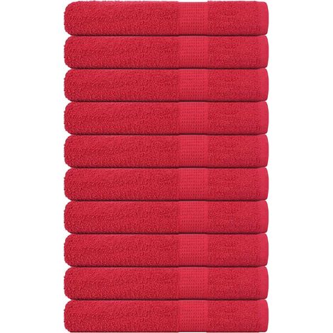 Serviettes de sauna FROGN 10 pièces rouges 80x200 cm 360 g/m² (1/5)