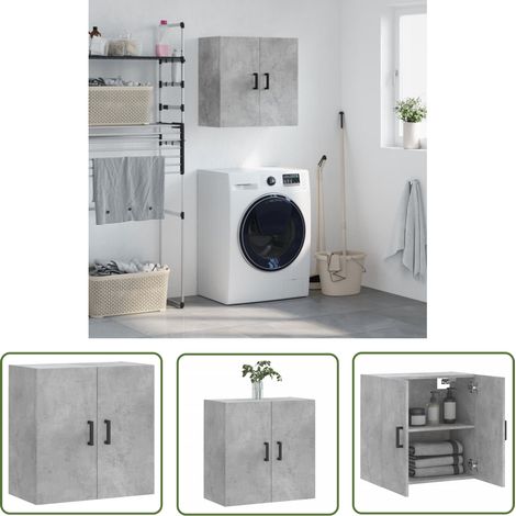 The Living Store Armoire murale gris béton 60x31x60 cm bois d'ingénierie - Armoire Murale - Meuble Rangement - Étagère Murale - Placard Mural - Rangement Intérieur (1/5)