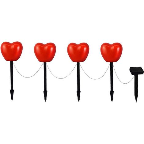 Ensemble de 6 lampes solaires en forme de cœur à piquer pour la décoration de la Saint-Valentin -- (1/5)