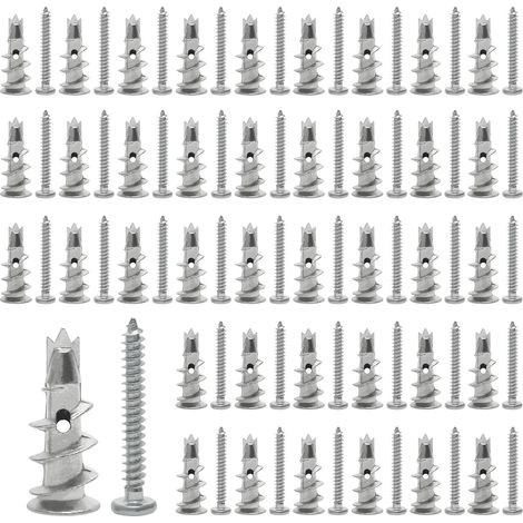 Cheville Placo, 40 Pièces Cheville Placo Charge Lourde avec Vis Autoperceuses, Chevilles Métalliques Fixations pour Cavités Béton Briques Plaques de Plâtre (1/5)