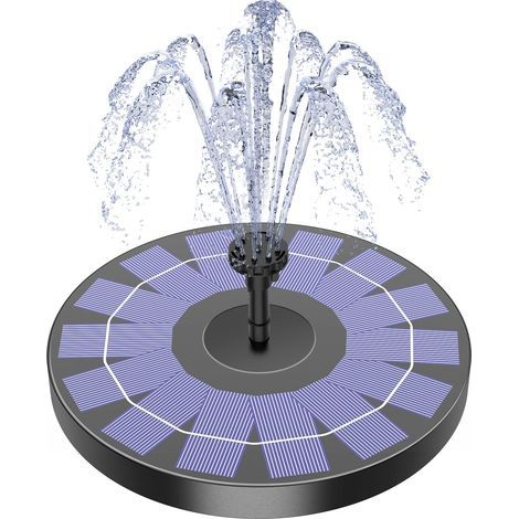 Fontaine solaire à pompe pour bain d'oiseaux avec 6 buses, 2,5 W pou jardin, étang, piscine, aquarium et extérieur(2,5W)