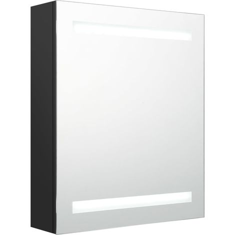 Armoire de salle de bain à miroir LED Noir 50x14x60 (1/5)