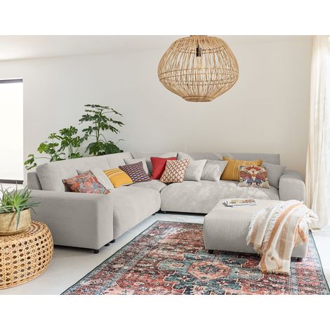 Garance - modulares sofa ecke links - 5 sitzplätze - aus samtsofa. - hellgrau