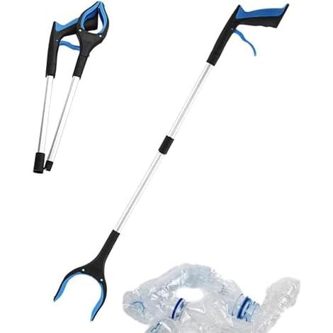 Pince de préhension – Outil ramassage pliable 83 cm avec griffe en silicone antidérapante  à déchets légère aimant pour les personnes âgées, le nettoyage la maison, jardin Bleu -