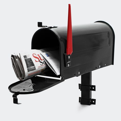 Boîte Aux Lettres, Style Américaine, Noire, Avec Support Mural (1/5)