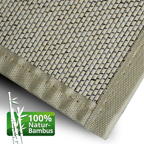 Casa Pura – Tapis en bambou Panda Nature 200 x 300 cm – Antidérapant avec picots – Bordure polypropylène – Pour cuisine, couloir, salon
