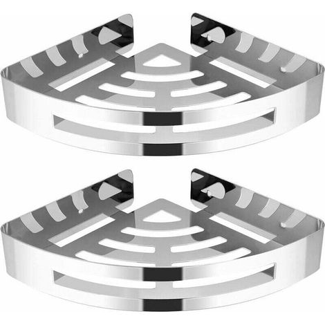 Étagère de douche de salle de bain Étagère de douche d'angle antirouille en acier inoxydable 304 (lot de 2 triangles)