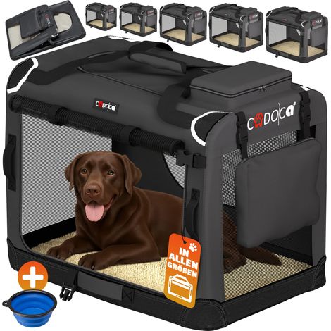 CADOCA® Cage de transport pour animaux chien chat rongeur Respirant Pliable Sac de transport Matelas douillet Sac Panier XXL - Anthracite