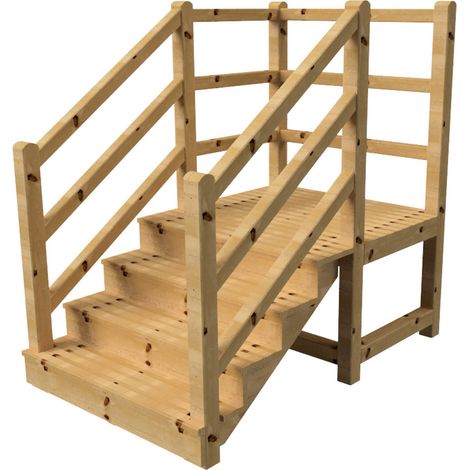 MILANO Außentreppe 4 geschlossene Stufen H71 cm - Podest L116 x B120 cm - Treppengeländer links und rechts - Podestgeländer links und hinten