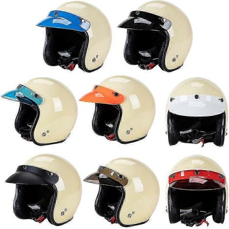 Visière bulle à 3 boutons-pression pour casque de moto rétro jet 3/4 (1/4)