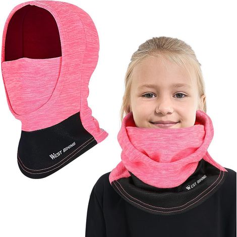 Kinder Sturmhaube Winter Fleece Winddicht Warm Skimaske Radfahren Gesichtsmaske unter Helm Rosa (1/5)