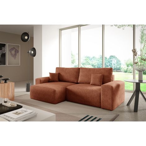 Ecksofa Schlafsofa Sofa ARONA XS in Stoff Centaur Rostbraun Ottomane Links