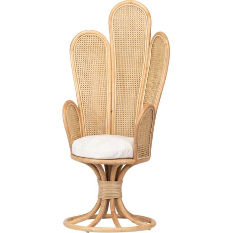 Sessel mit weißbraunem Rattankissen 70x70x147 cm (1/5)