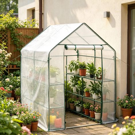 Serre à tomates en acier et PE 143 x 143 x 195 cm OKWISH (1/5)