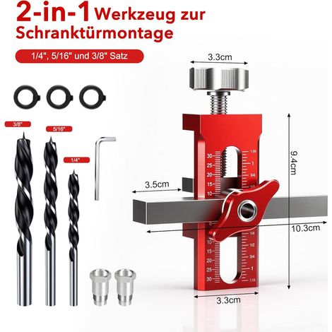 Adjustable Cabinet Door Positioner Tool: Sturdy and Easy to Use Cabinet Door Installation Positioner for Woodworking Cabinet Door Installation (Red) (1/5)