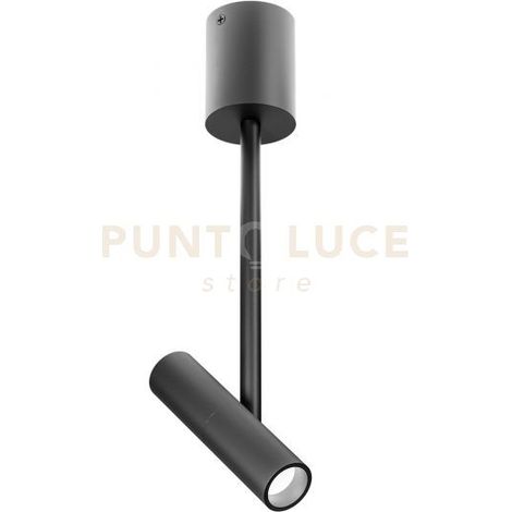 GFA1451H- FARETTO SPOT ORIENTABILE 1 LUCE ATTACCO LED 2700K 490LM 7W COLORE NERO SATINATO D.3,5CM H.39,5CM